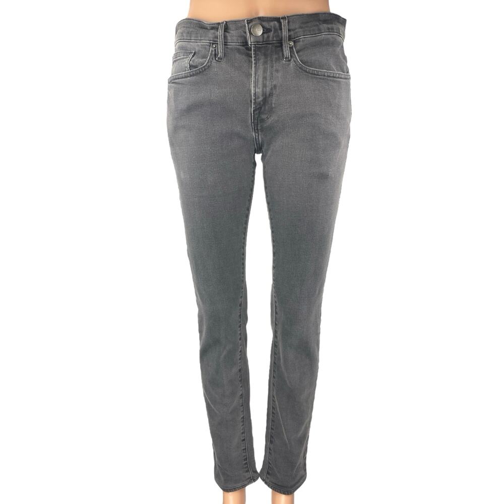 Frame L'Homme Womens Black Gray Mid Rise Skinny Straight Denim Jeans Pants Sz 29